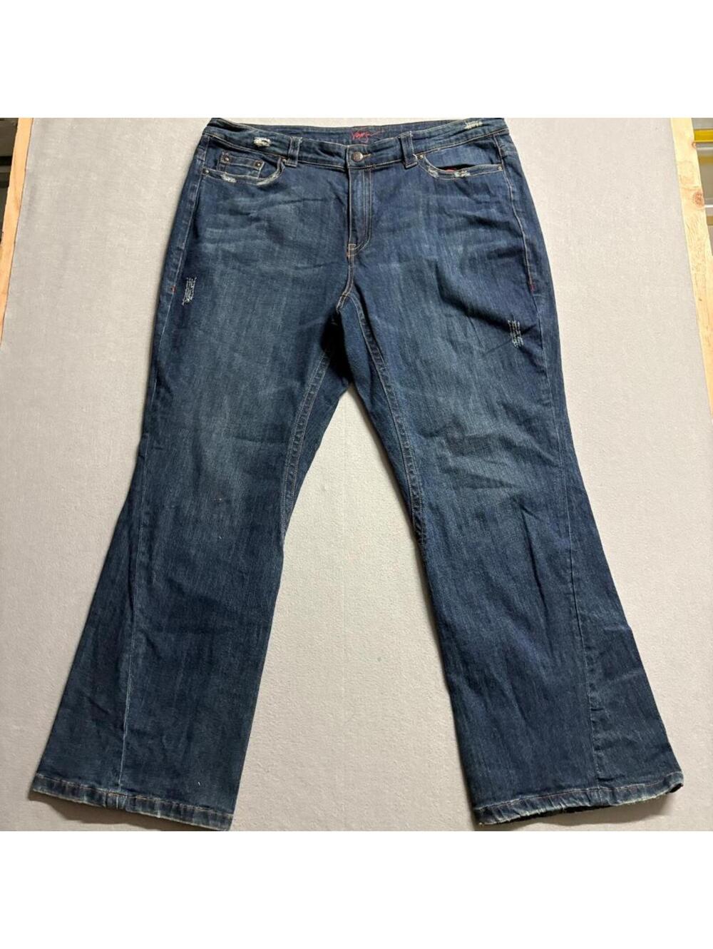 Venezia Jeans Womens Plus Size 22 Blue Denim Distressed Bootcut Flare Stretch